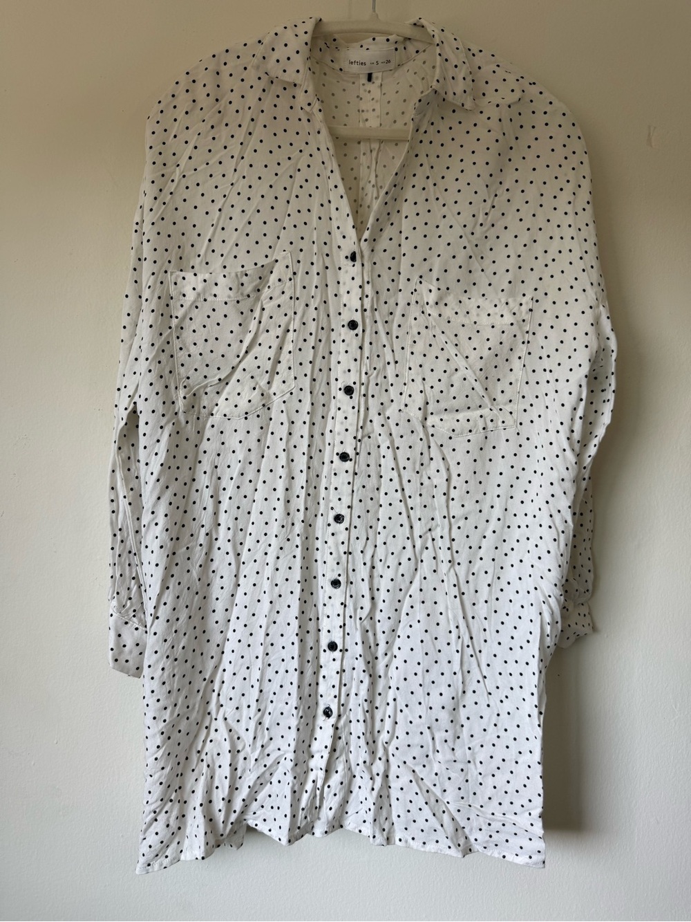 Polka Dot Button-Front Women's Blouse - White with Black Dots